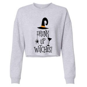 Halloween Funny Witch Up Witches Drunk Wine Beer Booze Gift Cropped Pullover Crew