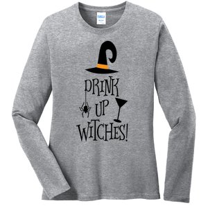 Halloween Funny Witch Up Witches Drunk Wine Beer Booze Gift Ladies Long Sleeve Shirt