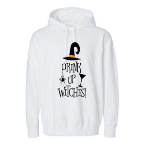 Halloween Funny Witch Up Witches Drunk Wine Beer Booze Gift Garment-Dyed Fleece Hoodie