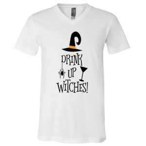 Halloween Funny Witch Up Witches Drunk Wine Beer Booze Gift V-Neck T-Shirt