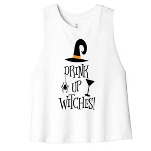 Halloween Funny Witch Up Witches Drunk Wine Beer Booze Gift Women's Racerback Cropped Tank