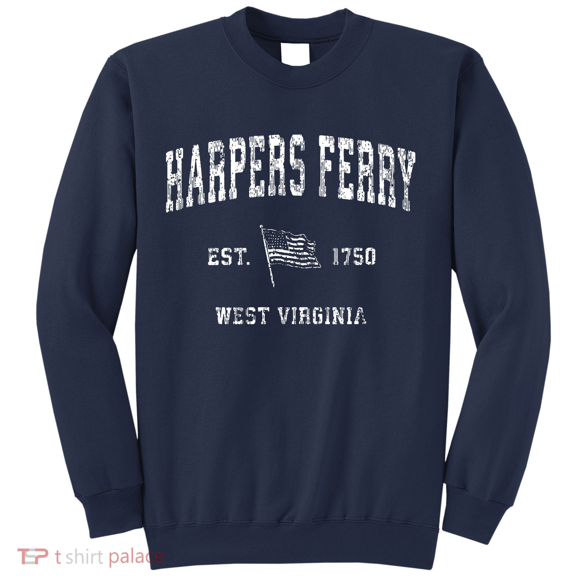 Harpers Ferry West Virginia Wv Vintage Us Flag Sweatshirt