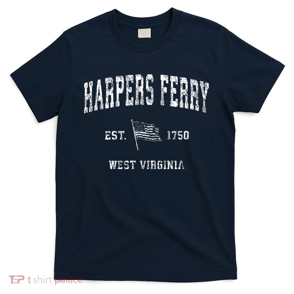 Harpers Ferry West Virginia Wv Vintage Us Flag T-Shirt