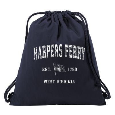 Harpers Ferry West Virginia Wv Vintage Us Flag Drawstring Bag