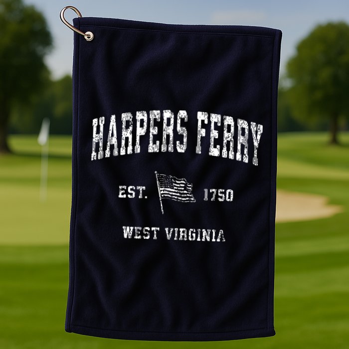 Harpers Ferry West Virginia Wv Vintage Us Flag Golf Towel