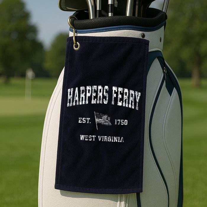 Harpers Ferry West Virginia Wv Vintage Us Flag Golf Towel