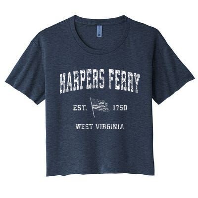 Harpers Ferry West Virginia Wv Vintage Us Flag Crop Top