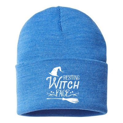 Halloween Funny Witch Costume Resting Witch Face Gift Sustainable Knit Beanie