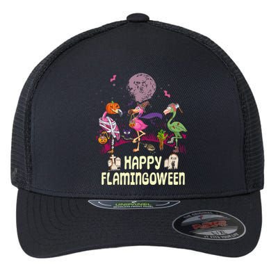 Happy Flamingoween Witch Pumpkin Mummy Flamingo Gift Flexfit Unipanel Trucker Cap