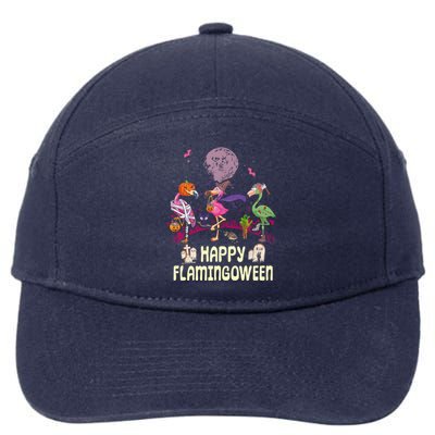 Happy Flamingoween Witch Pumpkin Mummy Flamingo Gift 7-Panel Snapback Hat