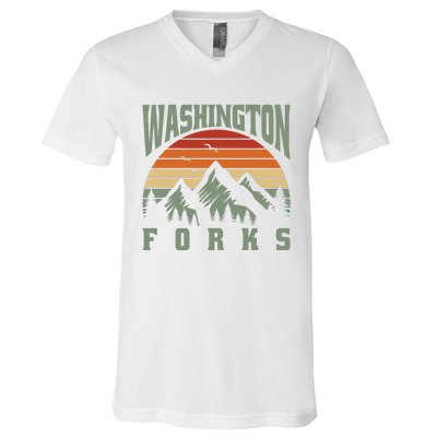 Home Funny Washington Forks V-Neck T-Shirt