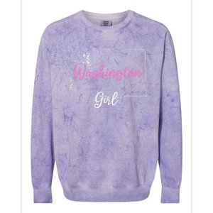 Home Funny W.A.S.H.I.N.G.T.O.N S.T.A.T.E Girl Colorblast Crewneck Sweatshirt