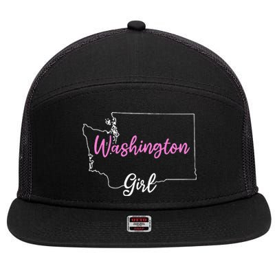 Home Funny W.A.S.H.I.N.G.T.O.N S.T.A.T.E Girl 7 Panel Mesh Trucker Snapback Hat