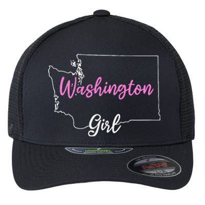 Home Funny W.A.S.H.I.N.G.T.O.N S.T.A.T.E Girl Flexfit Unipanel Trucker Cap