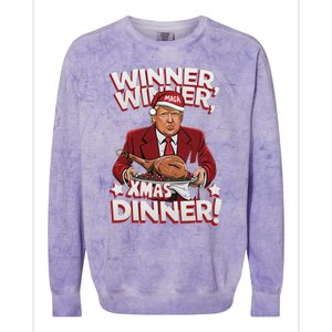 Humor Funny Winner Winner Christmas Dinner Trump Funny Xmas Colorblast Crewneck Sweatshirt