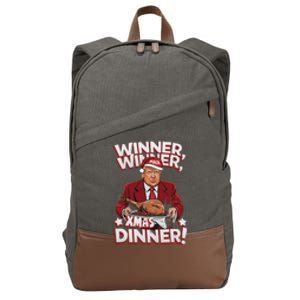 Humor Funny Winner Winner Christmas Dinner Trump Funny Xmas Cotton Canvas Backpack