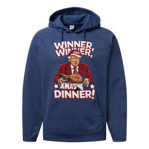 Humor Funny Winner Winner Christmas Dinner Trump Funny Xmas Performance Fleece Hoodie