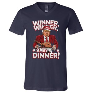 Humor Funny Winner Winner Christmas Dinner Trump Funny Xmas V-Neck T-Shirt