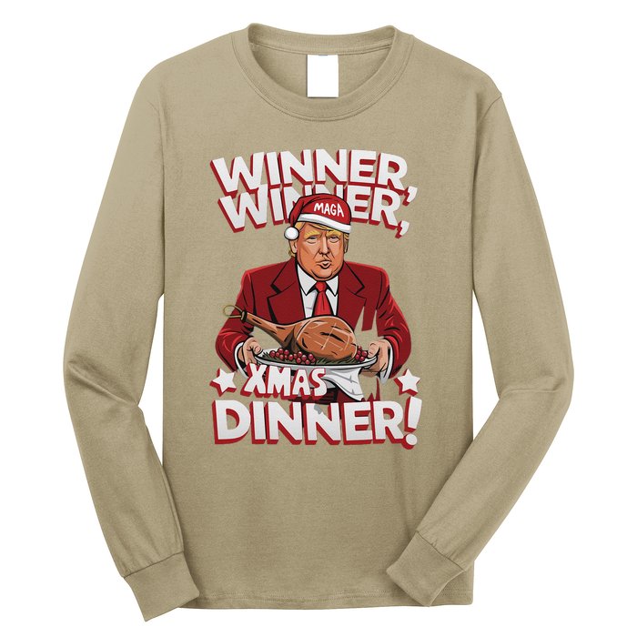 Humor Funny Winner Winner Christmas Dinner Trump Funny Xmas Long Sleeve Shirt