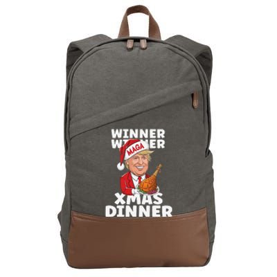 Humor Funny Winner Winner Christmas Dinner Trump Funny Xmas Cotton Canvas Backpack