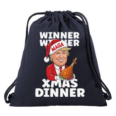 Humor Funny Winner Winner Christmas Dinner Trump Funny Xmas Drawstring Bag