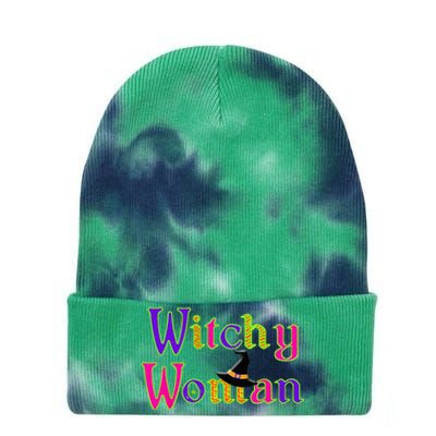 Halloween Funny Witch Witchy Woman Trick Treat Tie Dye 12in Knit Beanie