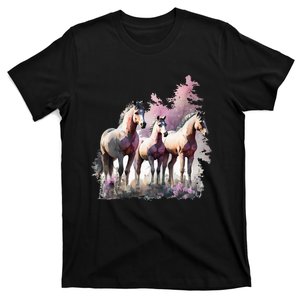 Horses Flowers Wild Mane Boho Western Southern Cow T-Shirt