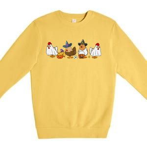 Halloween Funny Witch Spooky Chicken Costume Chick Or Treat Premium Crewneck Sweatshirt