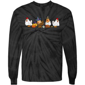 Halloween Funny Witch Spooky Chicken Costume Chick Or Treat Tie-Dye Long Sleeve Shirt