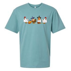 Halloween Funny Witch Spooky Chicken Costume Chick Or Treat Sueded Cloud Jersey T-Shirt