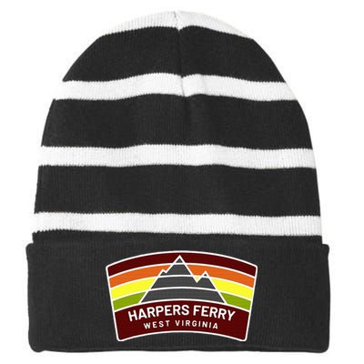 Harpers Ferry West Virginia Mountains Wv Vacation Souvenir Striped Beanie with Solid Band