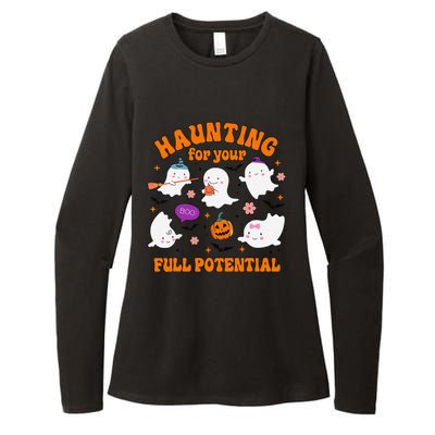 Haunting For Your Full Potential Cute Halloween Ghost Womens CVC Long Sleeve Shirt