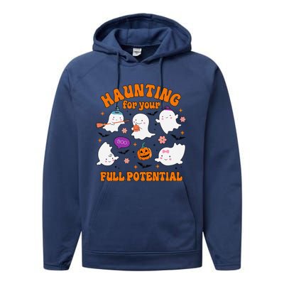 Haunting For Your Full Potential Cute Halloween Ghost Performance Fleece Hoodie