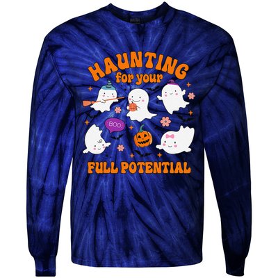 Haunting For Your Full Potential Cute Halloween Ghost Tie-Dye Long Sleeve Shirt