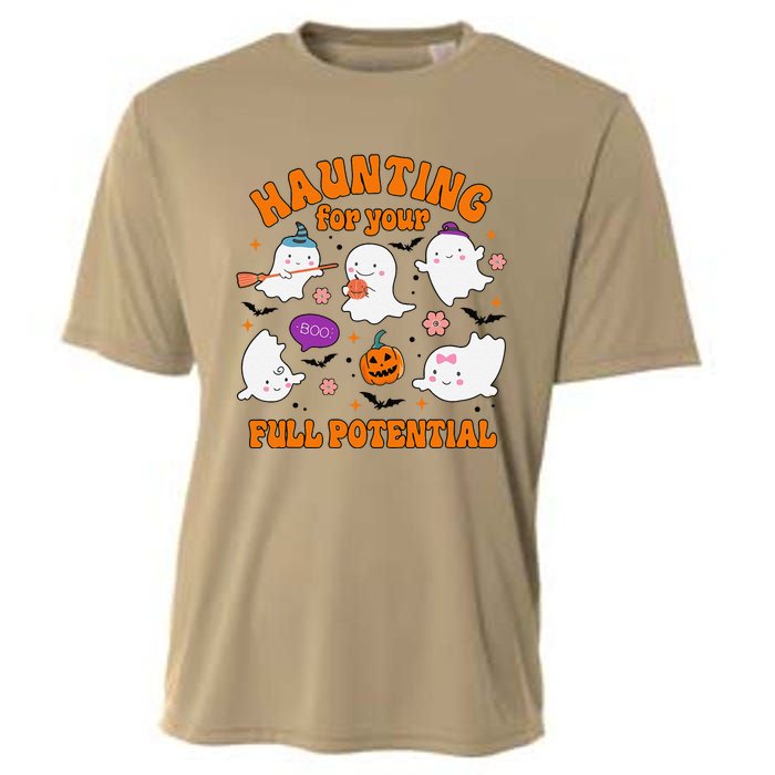 Haunting For Your Full Potential Cute Halloween Ghost Cooling Performance Crew T-Shirt