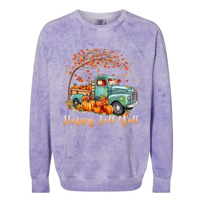 Happy Fall YAll Pumpkin Truck Autumn Tree Fall Thanksgiving Colorblast Crewneck Sweatshirt