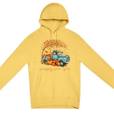 Happy Fall YAll Pumpkin Truck Autumn Tree Fall Thanksgiving Premium Pullover Hoodie