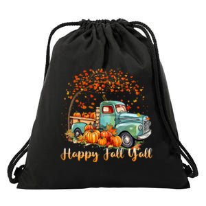 Happy Fall YAll Pumpkin Truck Autumn Tree Fall Thanksgiving Drawstring Bag