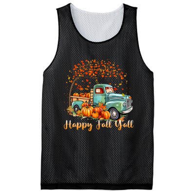 Happy Fall YAll Pumpkin Truck Autumn Tree Fall Thanksgiving Mesh Reversible Basketball Jersey Tank