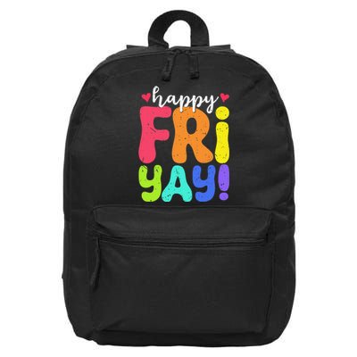 Happy Fri Yay Friday Funny Teacher Friyay Teacher 16 in Basic Backpack