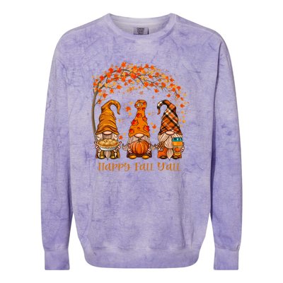 Happy Fall Y'all Gnome Autumn Gnomes Pumpkin Spice Season Colorblast Crewneck Sweatshirt