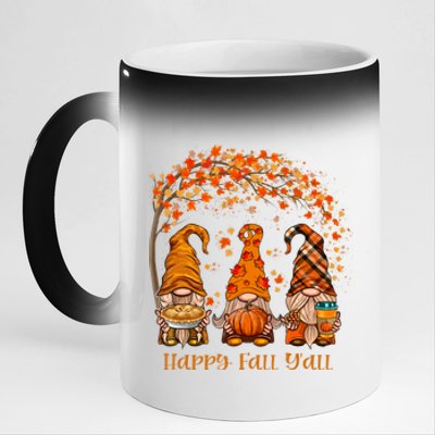 Happy Fall Y'all Gnome Autumn Gnomes Pumpkin Spice Season 11oz Black Color Changing Mug