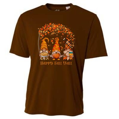 Happy Fall Y'all Gnome Autumn Gnomes Pumpkin Spice Season Cooling Performance Crew T-Shirt