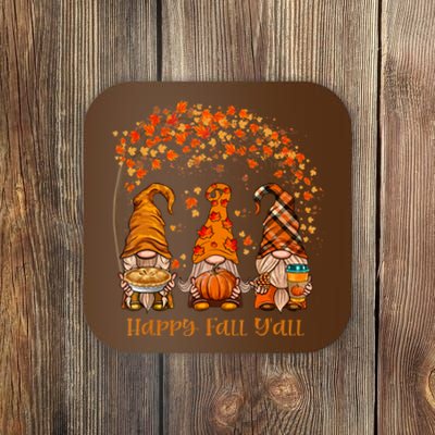 Happy Fall Y'all Gnome Autumn Gnomes Pumpkin Spice Season Coaster