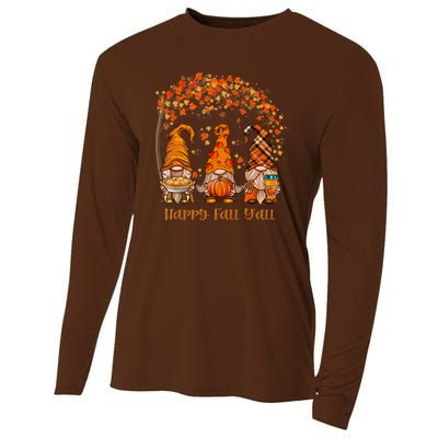 Happy Fall Y'all Gnome Autumn Gnomes Pumpkin Spice Season Cooling Performance Long Sleeve Crew