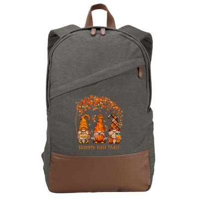 Happy Fall Y'all Gnome Autumn Gnomes Pumpkin Spice Season Cotton Canvas Backpack