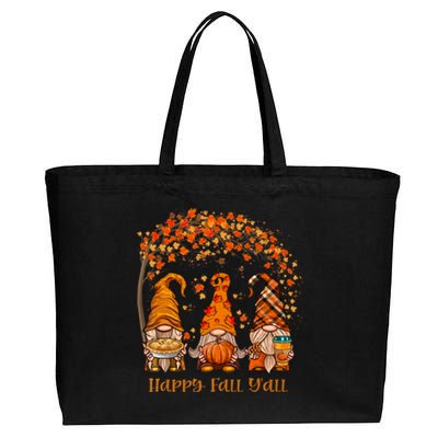 Happy Fall Y'all Gnome Autumn Gnomes Pumpkin Spice Season Cotton Canvas Jumbo Tote