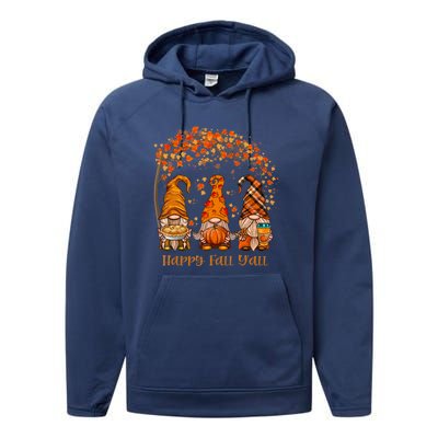 Happy Fall Y'all Gnome Autumn Gnomes Pumpkin Spice Season Performance Fleece Hoodie