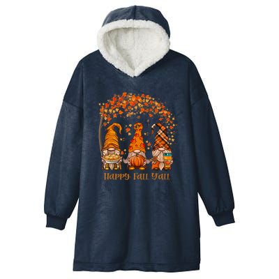 Happy Fall Y'all Gnome Autumn Gnomes Pumpkin Spice Season Hooded Wearable Blanket