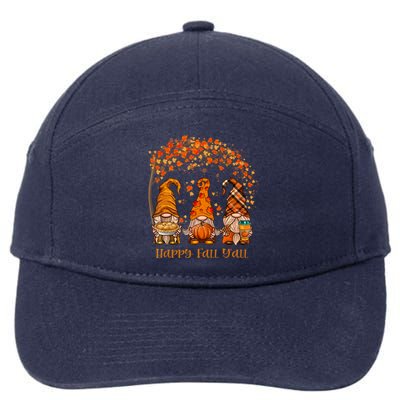 Happy Fall Y'all Gnome Autumn Gnomes Pumpkin Spice Season 7-Panel Snapback Hat